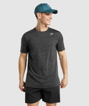 Pánské Tričko Gymshark Arrival Marl Černé | 92380-FXHY