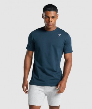 Pánské Tričko Gymshark Crest Tmavě Blankyt | 54081-KOCW