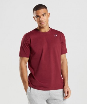 Pánské Tričko Gymshark Crest Vínové Červené | 50321-IQJT