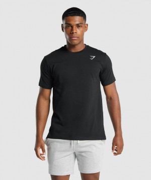 Pánské Tričko Gymshark Crest Černé | 34075-MHVX