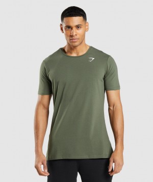 Pánské Tričko Gymshark Essential Olivy Zelené | 30956-BNDY