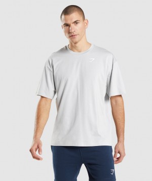 Pánské Tričko Gymshark Essential Oversized Světle Šedé | 08941-OUGH