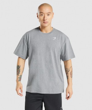 Pánské Tričko Gymshark Essential Oversized Šedé | 64730-ZXVA