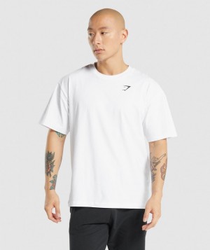Pánské Tričko Gymshark Essential Oversized Bílé | 32874-UDXP