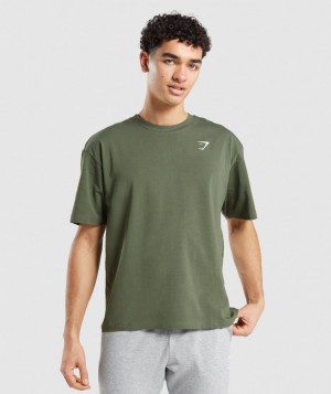 Pánské Tričko Gymshark Essential Oversized Olivy Zelené | 98476-GNBQ