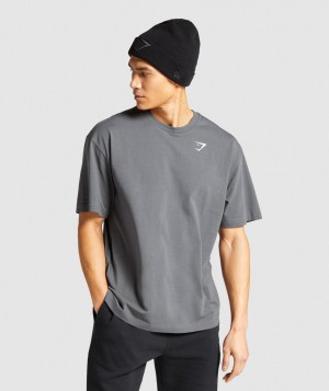 Pánské Tričko Gymshark Essential Oversized Šedé | 73104-IMTX