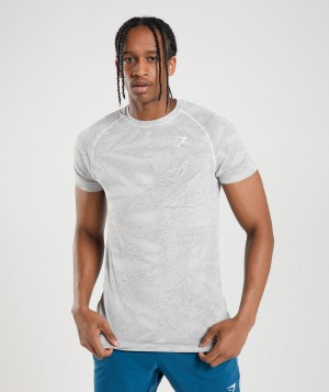 Pánské Tričko Gymshark Geo Seamless Bílé Světle Šedé | 64372-KWIL