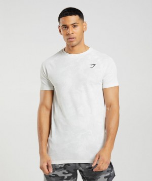 Pánské Tričko Gymshark Geo Seamless Bílé Světle Šedé | 57863-CJTW