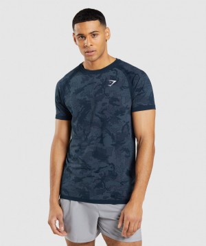 Pánské Tričko Gymshark Geo Seamless Tmavě Blankyt Blankyt | 81437-FHYZ