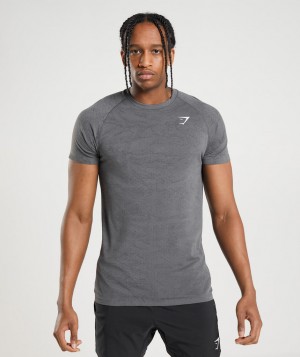 Pánské Tričko Gymshark Geo Seamless Šedé Černé | 76092-SYBM