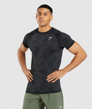Pánské Tričko Gymshark Geo Seamless Černé Šedé | 72430-YFEG