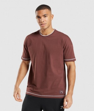 Pánské Tričko Gymshark Recess Růžové Hnědé Bílé | 58763-RUDZ